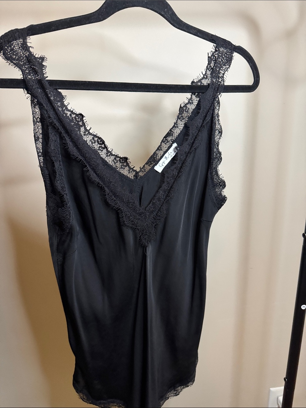 Black Satin Lace-Trim Chemise - Classic Evening Slip